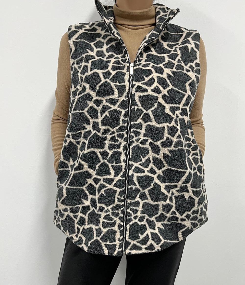 printed fleece vest