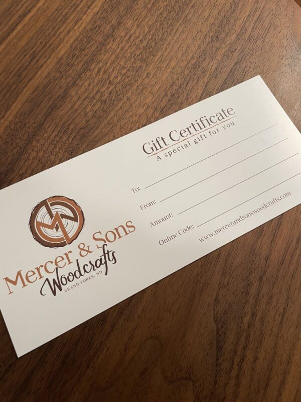 Product image of Mercer & Sons Woodcrafts Gift Certificate