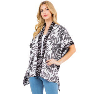 Product image of Textured Crepe Leaf Print Kimono