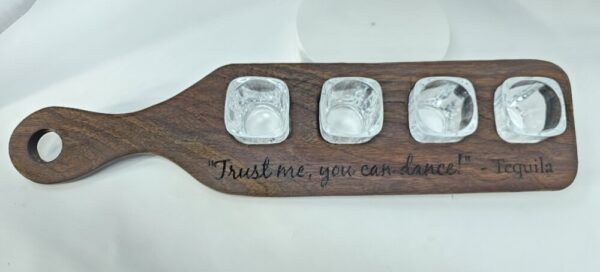 Product image of Non-Spill Tequila 4 Shot Engraved Flight Board