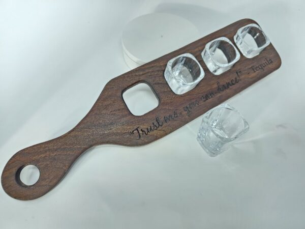 Product image of Non-Spill Tequila 4 Shot Engraved Flight Board