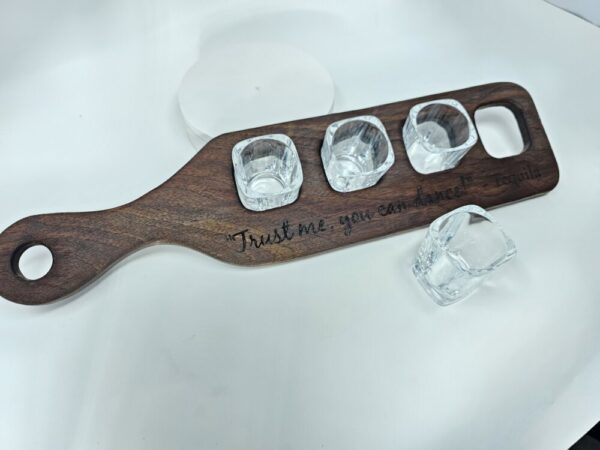 Product image of Non-Spill Tequila 4 Shot Engraved Flight Board