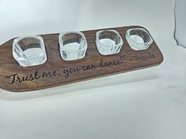 Product image of Non-Spill Tequila 4 Shot Engraved Flight Board