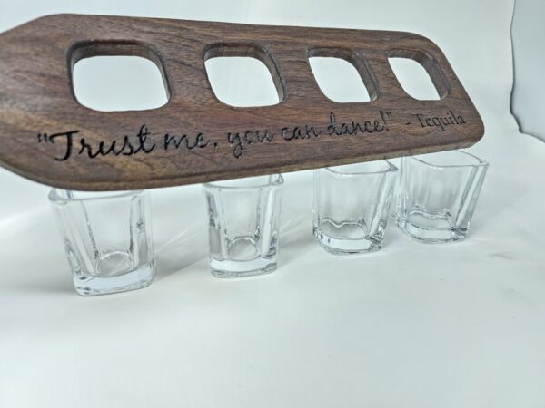 Product image of Non-Spill Tequila 4 Shot Engraved Flight Board