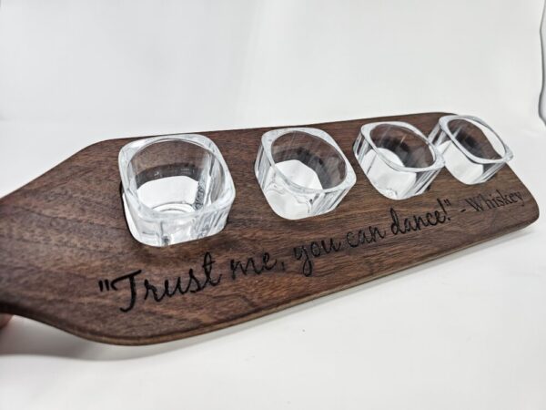 Product image of Non-Spill Whiskey 4 Shot Engraved Flight Board