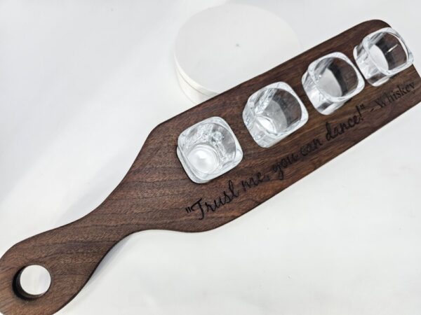 Product image of Non-Spill Whiskey 4 Shot Engraved Flight Board