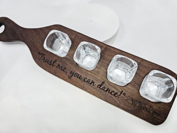 Product image of Non-Spill Whiskey 4 Shot Engraved Flight Board