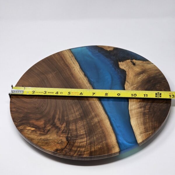 Product image of Lazy Susan Turntable For Dining Table Made From Walnut Wood and Blue Resin