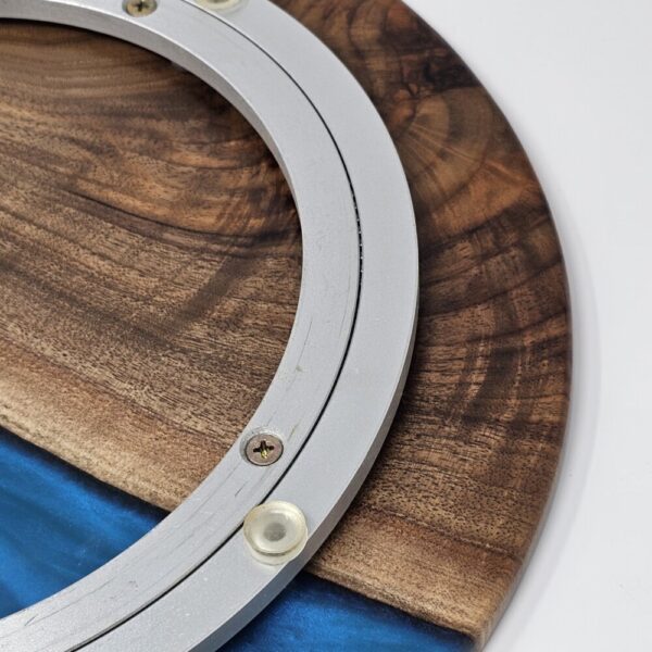 Product image of Lazy Susan Turntable For Dining Table Made From Walnut Wood and Blue Resin