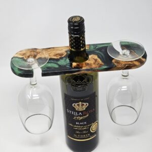 Product image of Wine Caddy made from Elm Burl Wood and Green Resin