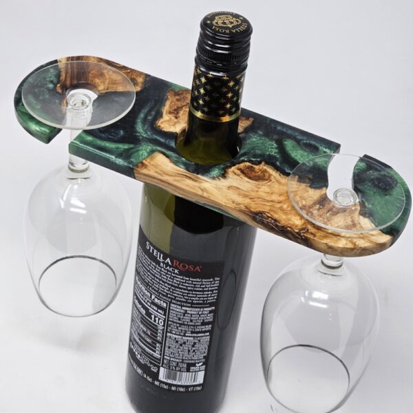 Product image of Wine Caddy made from Elm Burl Wood and Green Resin