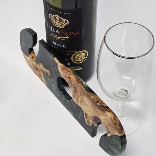 Product image of Wine Caddy made from Elm Burl Wood and Green Resin