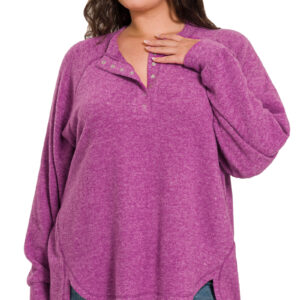 Product image of Lt Plum Oversized Long Sleeve Henley