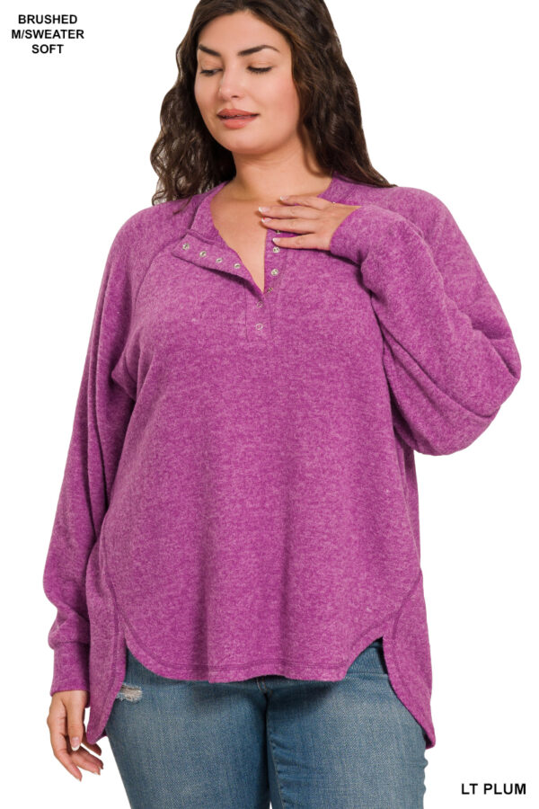 Product image of Lt Plum Oversized Long Sleeve Henley