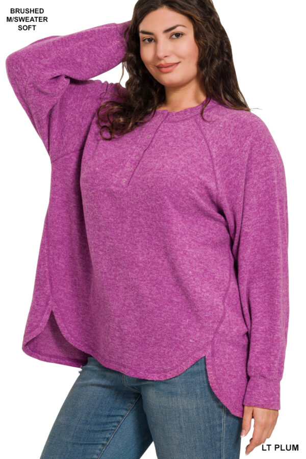 Product image of Lt Plum Oversized Long Sleeve Henley