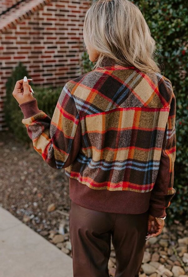 Product image of Brown Plaid Cropped Coat