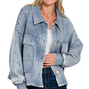 Product image of Acid Wash Shacket – 2 Colors!