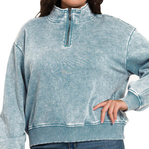 Product image of Acid Wash Half Zip Pullover – Plus