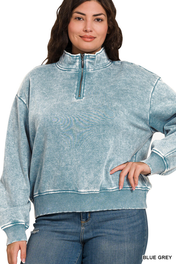 Product image of Acid Wash Half Zip Pullover – Plus