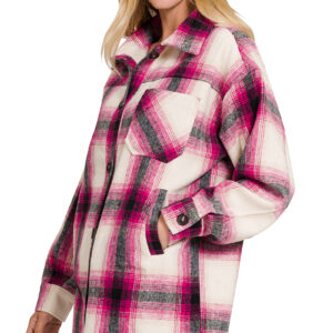 Product image of Oversized Longline Plaid Shacket – 3 colors!