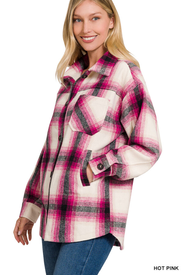 Product image of Oversized Longline Plaid Shacket – 3 colors!