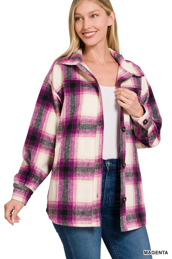 Product image of Oversized Longline Plaid Shacket – 3 colors!