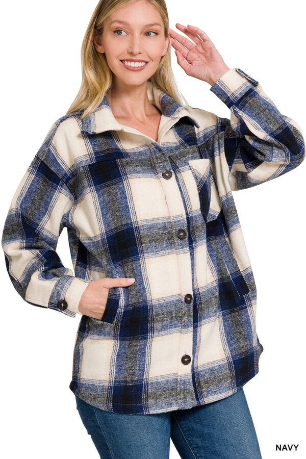 Product image of Oversized Longline Plaid Shacket – 3 colors!