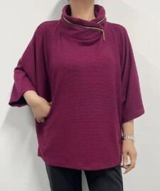 Product image of Plum Zippered Cowl Neck