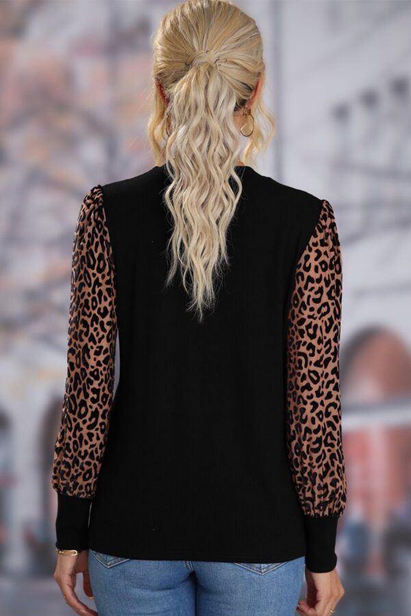 Product image of Black Pullover w Leopard Print Sleeves