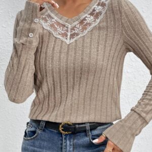 Product image of Taupe Vertical Textured Knit Pullover