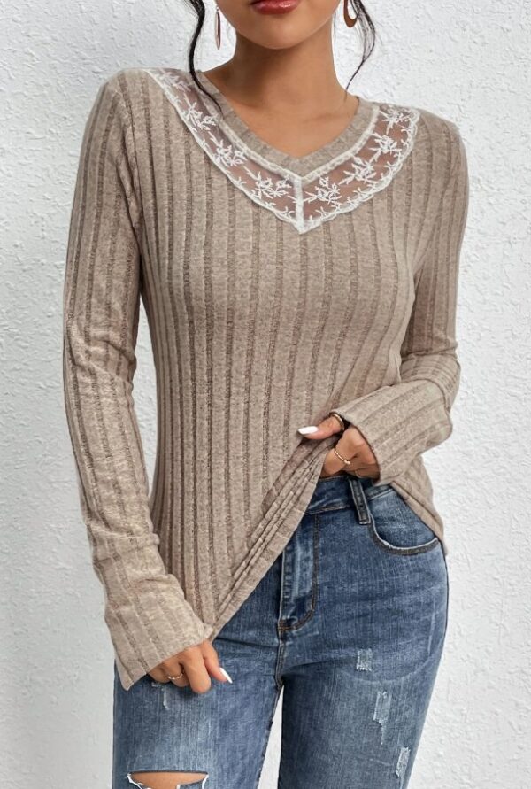 Product image of Taupe Vertical Textured Knit Pullover