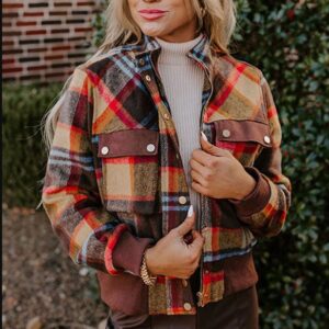 Product image of Brown Plaid Cropped Coat