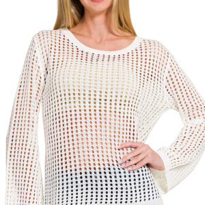 Product image of Open Weave Pullover Sweater – 2 Colors!