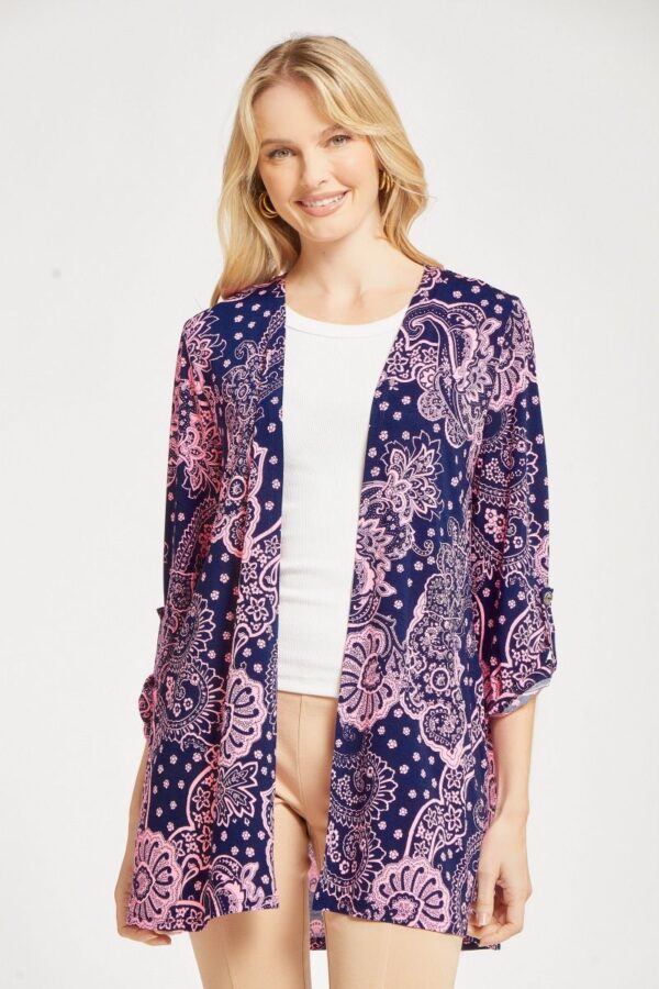 Product image of Navy & Pink Paisley Cardigan