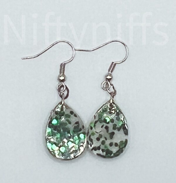 Product image of Glitter Green Teardrop Earrings